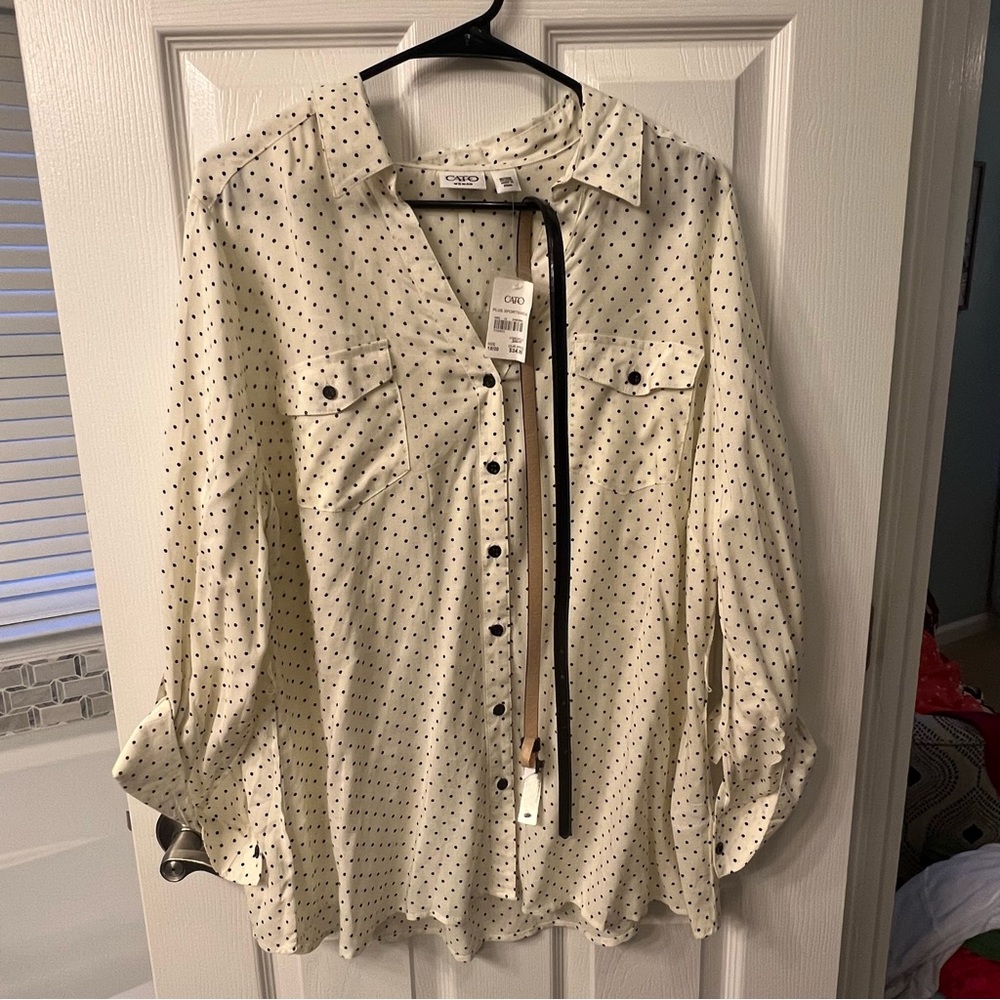 Cato Cream Polka Dot Blouse